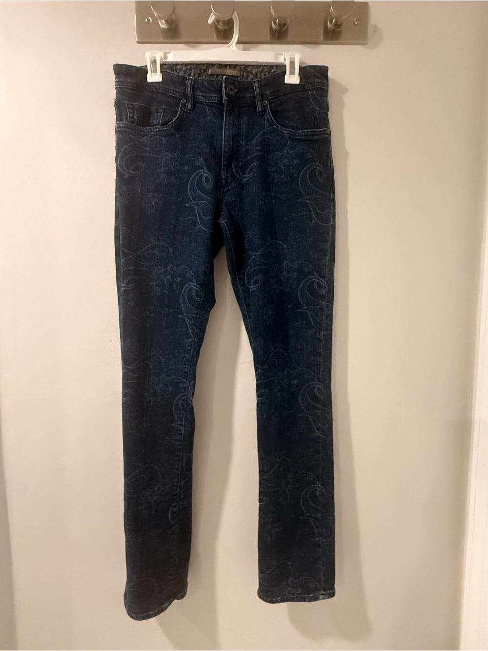 Robert Graham Slim Straight Dark Blue Patterned Jeans
